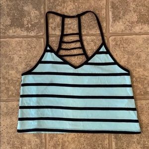 Charlotte Russe Blue Striped Crop Top